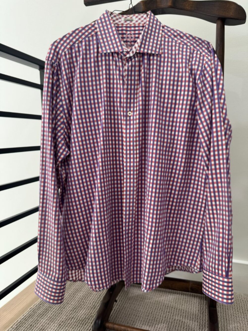 Bugatchi, purple/coral button down, shaped fit, XL